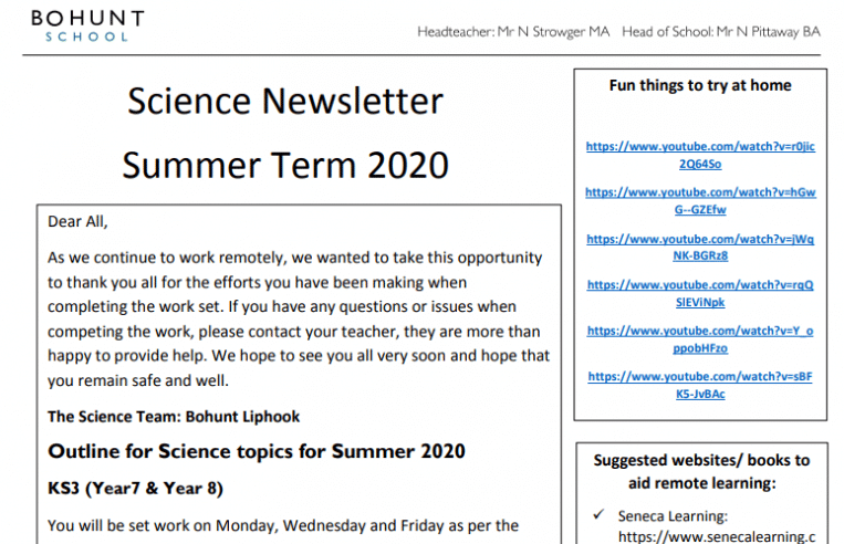 Science Report Newsletter Topics Summer Term Science Newsletter - Bohunt School Liphook